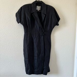BEAU DAVID VTG Women’s Dress Sz 12 100% Linen Dolman Sleeve Black Work Party